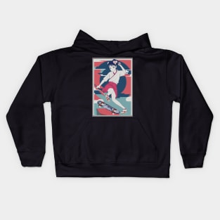 Kunoichi On Skateboard Kids Hoodie